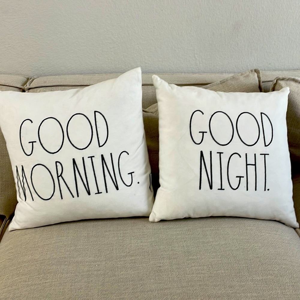 Rae Dunn “Goodmorning” & “Goodnight” decor pillows - set of 2